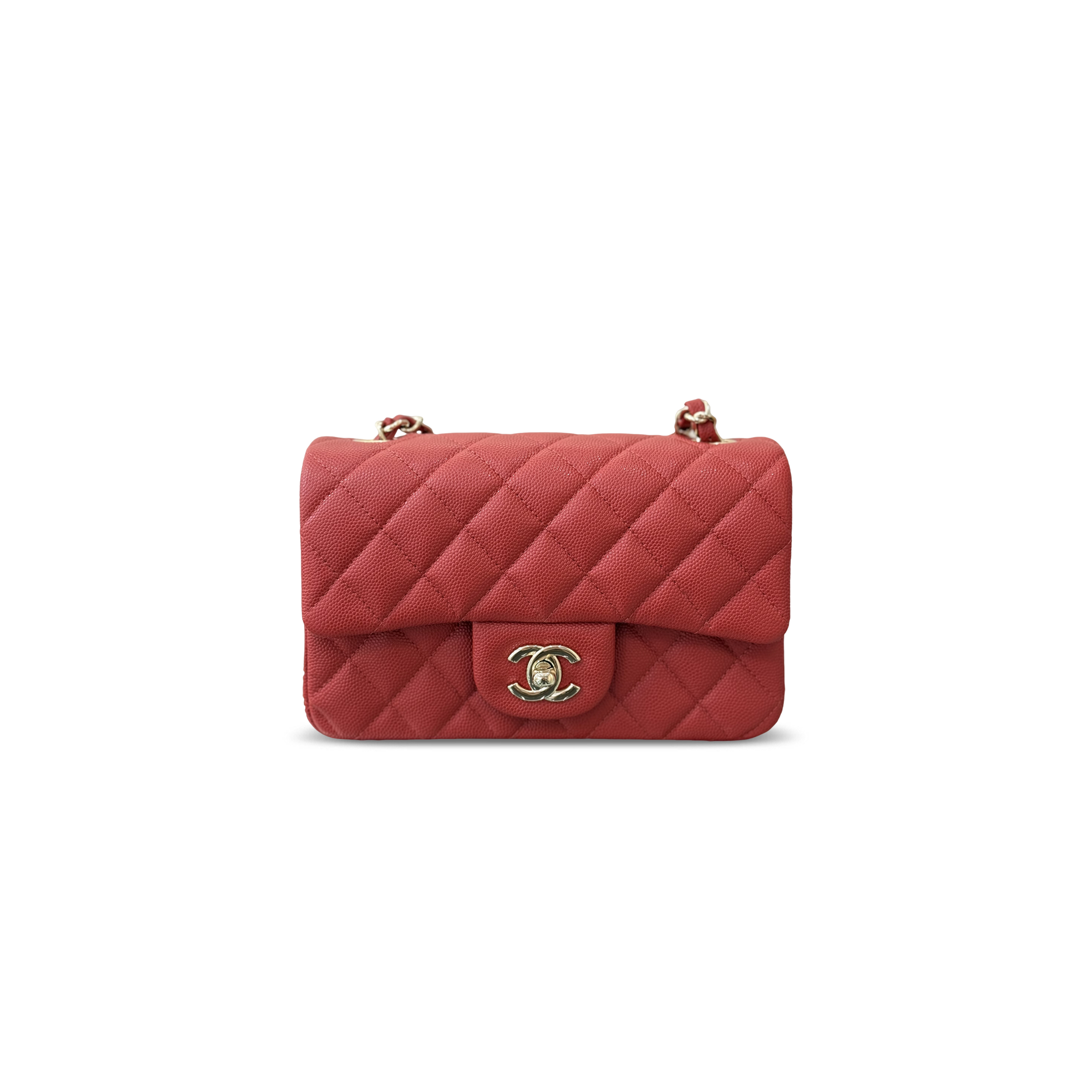 CHANEL MASTER MINI CLASSIC FLAP SHOULDER CAVIAR LEATHER RED (20*12*6cm)